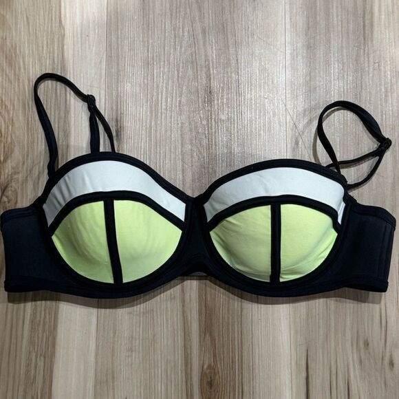 Triangl Black Yellow Neoprene Bikini Top Women’s Large - Picture 1 of 4